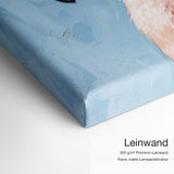 Stylish Flamingo – Leinwand-Qualitätsdetail mit 300 g/m² Premium-Leinwand und feiner matter Leinwandstruktur