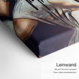 Tattoo Girl – Leinwand-Qualitätsdetail mit 300 g/m² Premium-Leinwand und feiner matter Leinwandstruktur