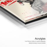 The World is Beautiful – Acrylglas-Qualitätsdetail mit 6 mm Premium-Aufbau, massiver Metallplatte und intensiver Farbtiefe