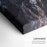 The Best view comes from the hardest Climb – Leinwand-Qualitätsdetail mit 300 g/m² Premium-Leinwand und feiner matter Leinwandstruktur