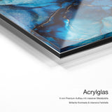 Tiefsee – Acrylglas-Qualitätsdetail mit 6 mm Premium-Aufbau, massiver Metallplatte und intensiver Farbtiefe