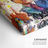 Wolf of Wallstreet – Leinwand-Qualitätsdetail mit 300 g/m² Premium-Leinwand und feiner matter Leinwandstruktur