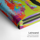 Yoga Pop Art – Leinwand-Qualitätsdetail mit 300 g/m² Premium-Leinwand und feiner matter Leinwandstruktur