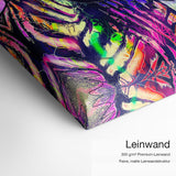 Zebra Heart – Leinwand-Qualitätsdetail mit 300 g/m² Premium-Leinwand und feiner matter Leinwandstruktur