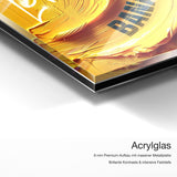 Love this Banana – Acrylglas Qualitätsdetail mit 6 mm Premium-Aufbau, massiver Metallplatte und intensiver Farbtiefe