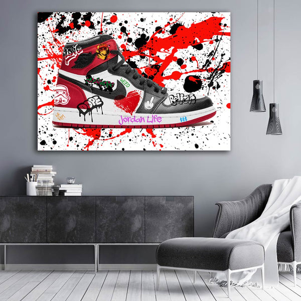Nike Air Jordan rot schwarz auf Leinwand