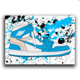 Nike Air Jordan in Blau weiß auf einer Leinwand 