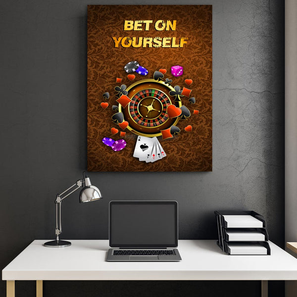 Bet on Yourself Roulette Pokerchips Würfel und Karten
