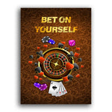 Bet on Yourself Roulette Pokerchips Würfel und Karten