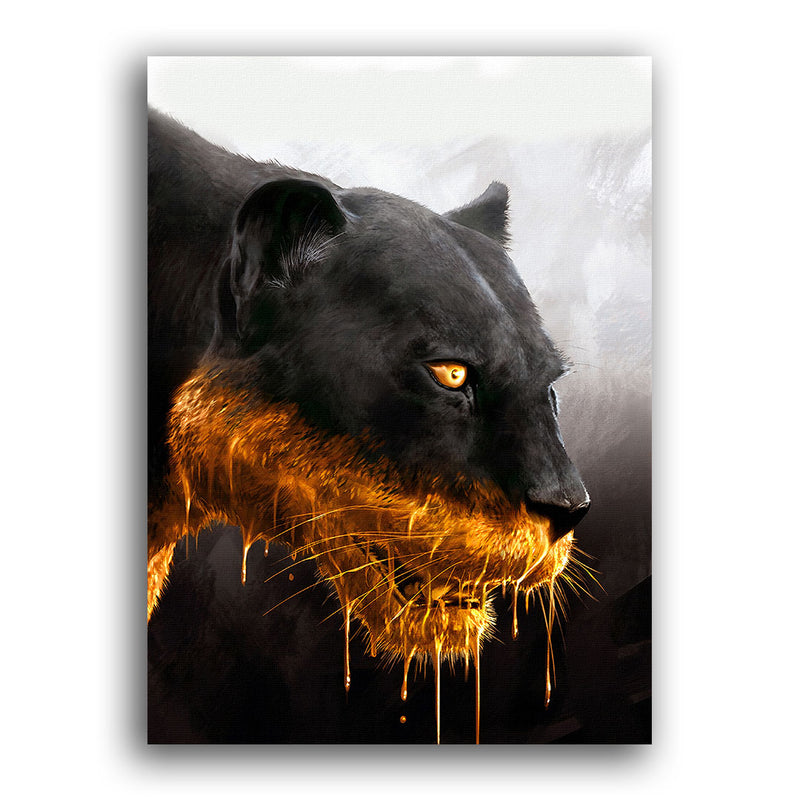 schwarzer Panther mit Gold Tiermotiv