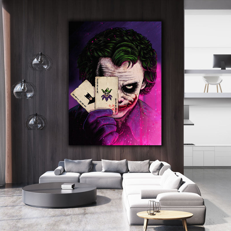 The Joker Wandbild mit Joker und Batman Karten in der Hand