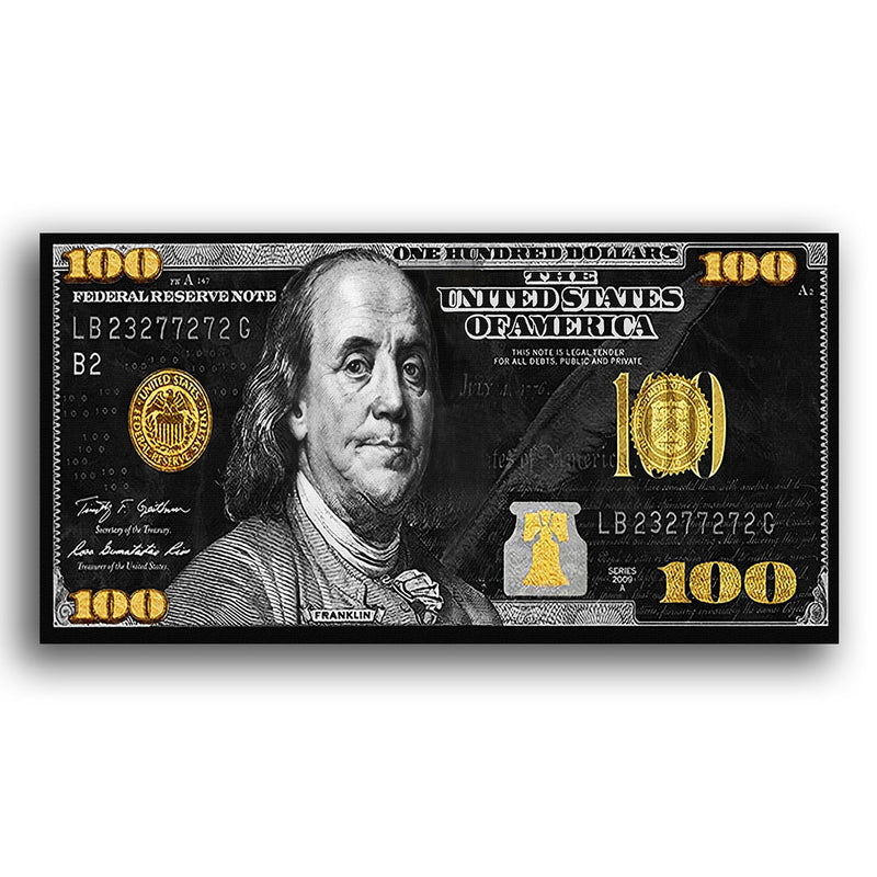 schwarz goldener 100 Dollar Schein