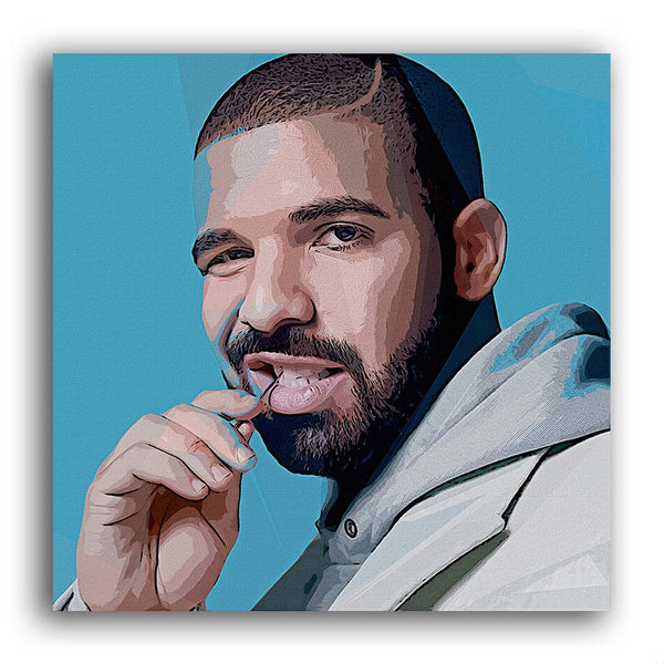 Portrait von US Rapper Drake im PopArt style 