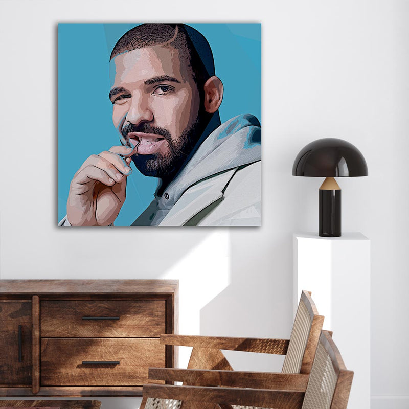 Portrait von US Rapper Drake im PopArt style