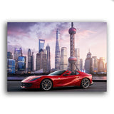 roter Ferrari Caprio in Dubai auf Leinwand