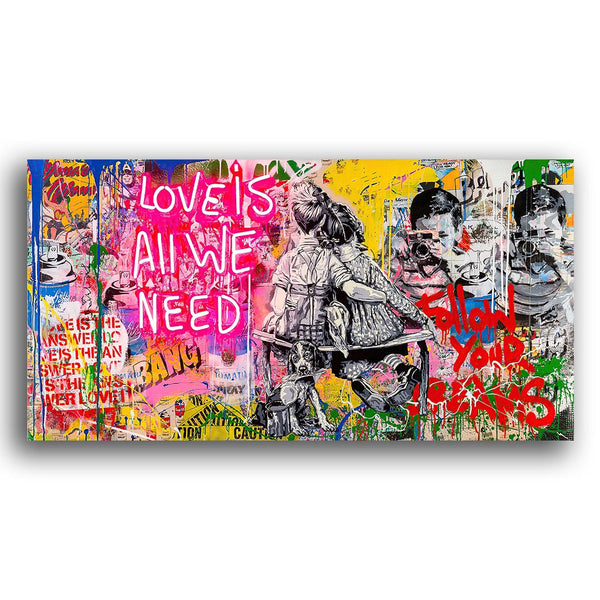 Banksy Wandbild Love is all we need Pop Art style