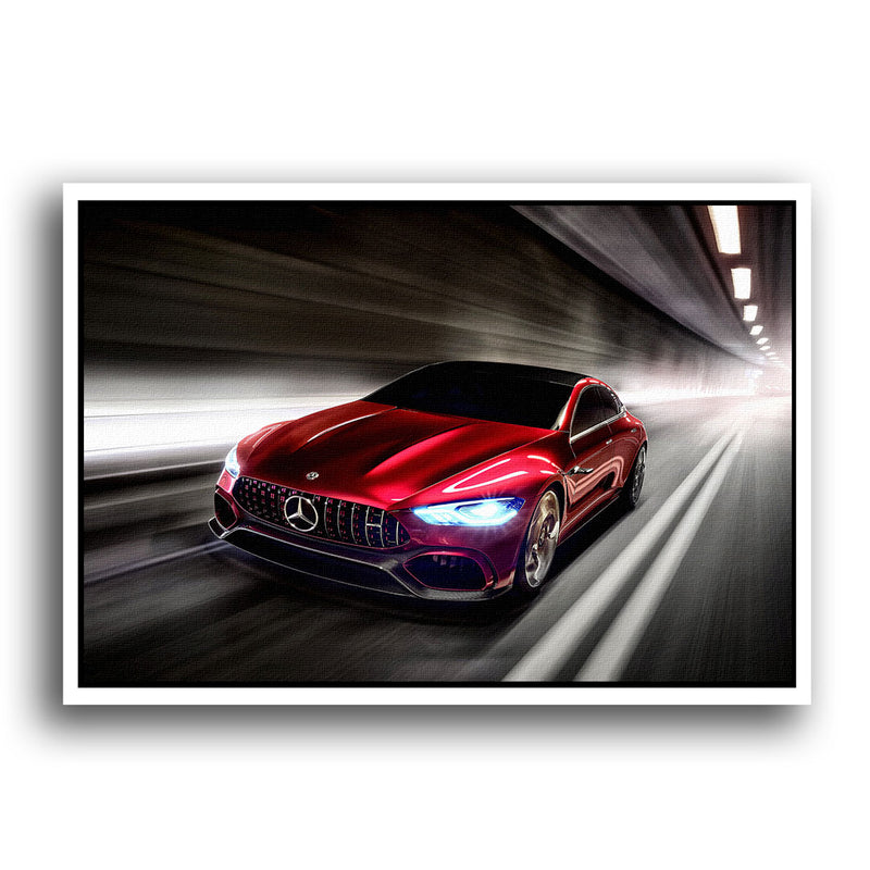 Roter Mercedes Benz als Wandbild