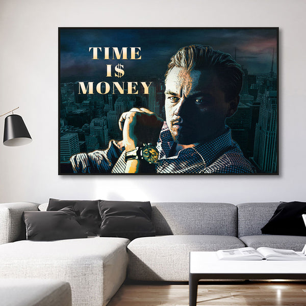 Zeit ist Geld Titat auf Wandbild